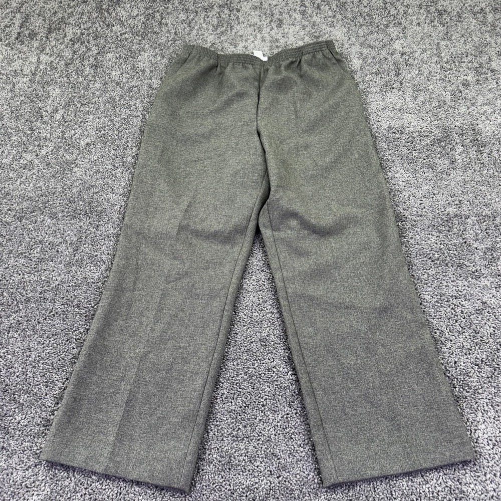 Alfred Dunner Pants Womens 16P Gray Dress Straight Leg Pull On Elastic Waist